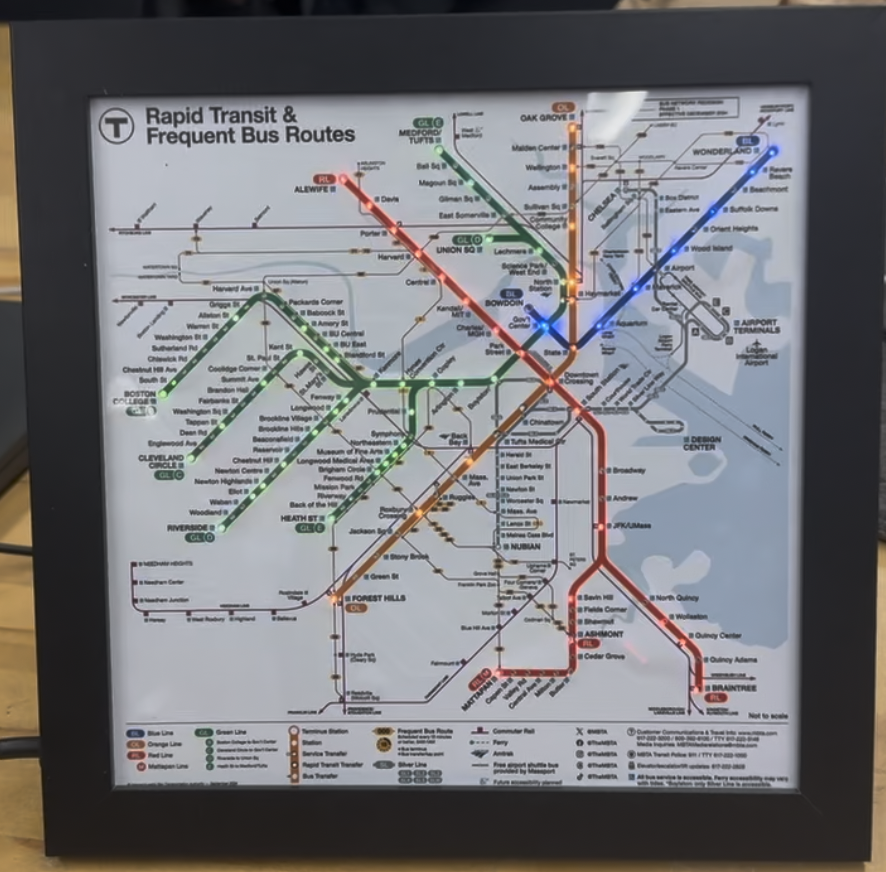 Boston MBTA Train tracker map